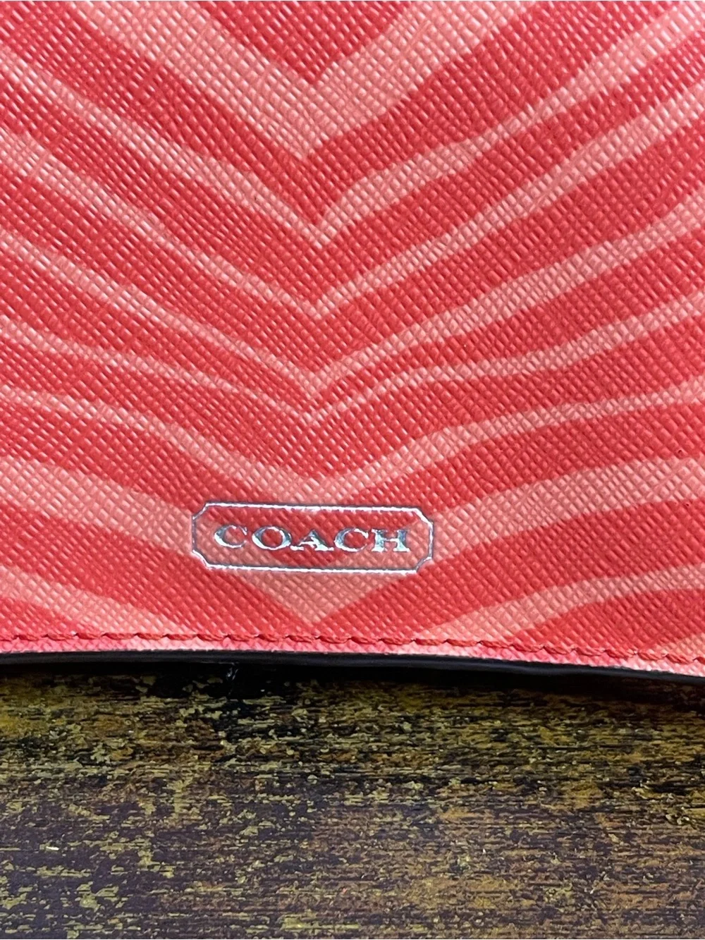 COACH Nylon Travel Bag And Wallet Zebra Print Orange Coral Lot